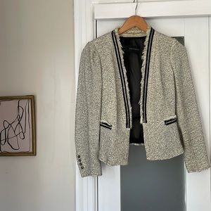Zara Black And White Boucle Crop Jacket Sz. S